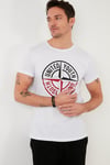 Baskılı Bisiklet Yaka Pamuklu Slim Fit Erkek T Shirt 541PUSULA BEYAZ