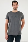Baskılı Bisiklet Yaka Pamuklu Slim Fit Erkek T Shirt 541DPRTMNT24 ANTRASİT