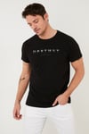 Baskılı Bisiklet Yaka Pamuklu Slim Fit Erkek T Shirt 541DPRTMNT24 SİYAH