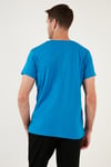 Baskılı Bisiklet Yaka Pamuklu Slim Fit Erkek T Shirt 541PUSULA MAVİ