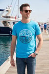 Baskılı Bisiklet Yaka Pamuklu Slim Fit Erkek T Shirt 541PUSULA AÇIK MAVİ