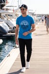 Baskılı Bisiklet Yaka Pamuklu Slim Fit Erkek T Shirt 541PUSULA MAVİ