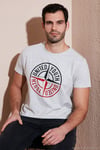 Baskılı Bisiklet Yaka Pamuklu Slim Fit Erkek T Shirt 541PUSULA AÇIK MELANJ