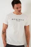 Baskılı Bisiklet Yaka Pamuklu Slim Fit Erkek T Shirt 541DPRTMNT24 BEYAZ