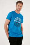 Baskılı Bisiklet Yaka Pamuklu Slim Fit Erkek T Shirt 541PUSULA MAVİ