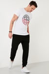 Baskılı Bisiklet Yaka Pamuklu Slim Fit Erkek T Shirt 541PUSULA BEYAZ
