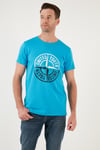 Baskılı Bisiklet Yaka Pamuklu Slim Fit Erkek T Shirt 541PUSULA AÇIK MAVİ