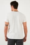 Baskılı Bisiklet Yaka Pamuklu Slim Fit Erkek T Shirt 541DPRTMNT24 BEYAZ