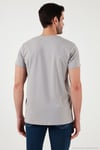 Baskılı Bisiklet Yaka Pamuklu Slim Fit Erkek T Shirt 541DPRTMNT24 AÇIK GRİ