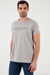 Baskılı Bisiklet Yaka Pamuklu Slim Fit Erkek T Shirt 541DPRTMNT24 AÇIK GRİ