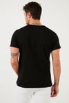 Baskılı Bisiklet Yaka Pamuklu Slim Fit Erkek T Shirt 541DPRTMNT24 SİYAH