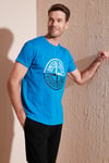 Baskılı Bisiklet Yaka Pamuklu Slim Fit Erkek T Shirt 541PUSULA MAVİ