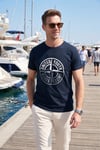Baskılı Bisiklet Yaka Pamuklu Slim Fit Erkek T Shirt 541PUSULA LACİVERT