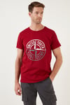 Baskılı Bisiklet Yaka Pamuklu Slim Fit Erkek T Shirt 541PUSULA KIRMIZI