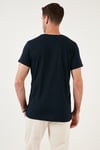 Baskılı Bisiklet Yaka Pamuklu Slim Fit Erkek T Shirt 541PUSULA LACİVERT