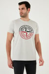 Baskılı Bisiklet Yaka Pamuklu Slim Fit Erkek T Shirt 541PUSULA AÇIK MELANJ