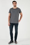 Baskılı Bisiklet Yaka Pamuklu Slim Fit Erkek T Shirt 541DPRTMNT24 ANTRASİT