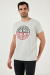 Baskılı Bisiklet Yaka Pamuklu Slim Fit Erkek T Shirt 541PUSULA AÇIK MELANJ