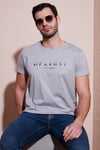 Baskılı Bisiklet Yaka Pamuklu Slim Fit Erkek T Shirt 541DPRTMNT24 AÇIK GRİ