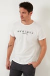 Baskılı Bisiklet Yaka Pamuklu Slim Fit Erkek T Shirt 541DPRTMNT24 BEYAZ