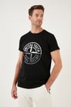 Baskılı Bisiklet Yaka Pamuklu Slim Fit Erkek T Shirt 541PUSULA SİYAH
