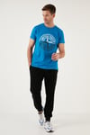 Baskılı Bisiklet Yaka Pamuklu Slim Fit Erkek T Shirt 541PUSULA MAVİ