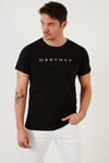 Baskılı Bisiklet Yaka Pamuklu Slim Fit Erkek T Shirt 541DPRTMNT24 SİYAH