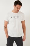 Baskılı Bisiklet Yaka Pamuklu Slim Fit Erkek T Shirt 541DPRTMNT24 BEYAZ