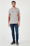 Baskılı Bisiklet Yaka Pamuklu Slim Fit Erkek T Shirt 541DPRTMNT24 AÇIK GRİ