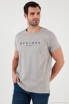 Baskılı Bisiklet Yaka Pamuklu Slim Fit Erkek T Shirt 541DPRTMNT24 AÇIK GRİ