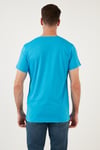 Baskılı Bisiklet Yaka Pamuklu Slim Fit Erkek T Shirt 541PUSULA AÇIK MAVİ