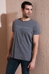 Baskılı Bisiklet Yaka Pamuklu Slim Fit Erkek T Shirt 541DPRTMNT24 ANTRASİT