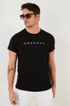 Baskılı Bisiklet Yaka Pamuklu Slim Fit Erkek T Shirt 541DPRTMNT24 SİYAH