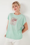 Baskılı Bisiklet Yaka Regular Fit Kadın T Shirt 6671002 MİNT
