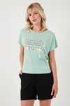 Baskılı Bisiklet Yaka Regular Fit Kadın T Shirt 6671007 MİNT