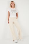 Baskılı Bisiklet Yaka Regular Fit Kadın T Shirt 6671007 EKRU