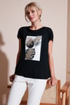 Baskılı Bisiklet Yaka Regular Fit Kadın T Shirt 6671004 SİYAH