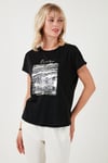 Baskılı Bisiklet Yaka Regular Fit Kadın T Shirt 6671000 SİYAH