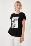 Baskılı Bisiklet Yaka Regular Fit Kadın T Shirt 6671004 SİYAH