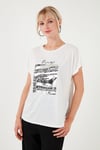 Baskılı Bisiklet Yaka Regular Fit Kadın T Shirt 6671000 EKRU