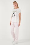 Baskılı Bisiklet Yaka Regular Fit Kadın T Shirt 6671004 EKRU
