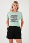 Baskılı Bisiklet Yaka Regular Fit Kadın T Shirt 6671003 MİNT