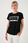 Baskılı Bisiklet Yaka Regular Fit Kadın T Shirt 6671007 SİYAH