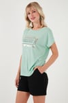 Baskılı Bisiklet Yaka Regular Fit Kadın T Shirt 6671007 MİNT