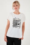 Baskılı Bisiklet Yaka Regular Fit Kadın T Shirt 6671000 EKRU