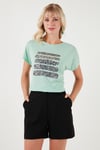 Baskılı Bisiklet Yaka Regular Fit Kadın T Shirt 6671003 MİNT