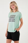 Baskılı Bisiklet Yaka Regular Fit Kadın T Shirt 6671003 MİNT