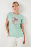 Baskılı Bisiklet Yaka Regular Fit Kadın T Shirt 6671002 MİNT