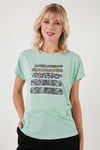 Baskılı Bisiklet Yaka Regular Fit Kadın T Shirt 6671003 MİNT