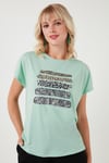 Baskılı Bisiklet Yaka Regular Fit Kadın T Shirt 6671003 MİNT